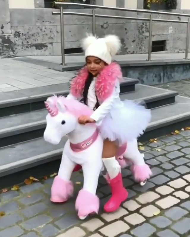 Pink unicorn ride on toys for kids