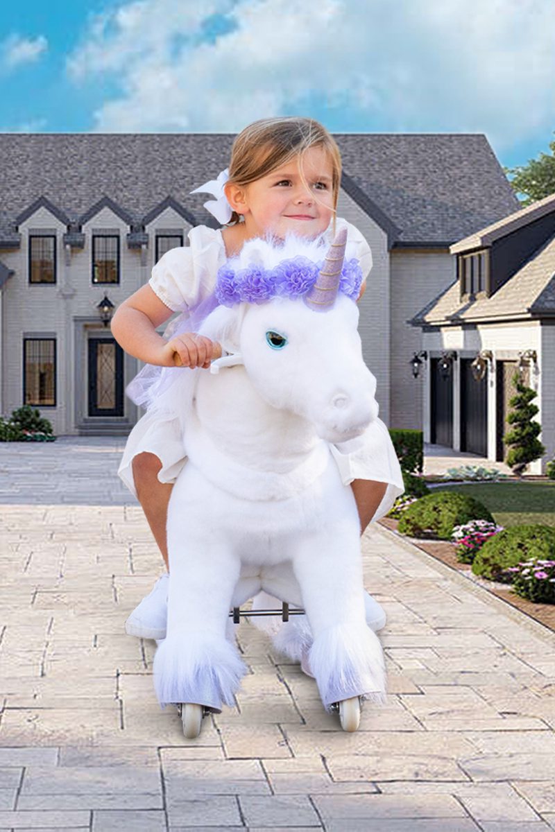 X-detial3 purple ride-on unicorn toy