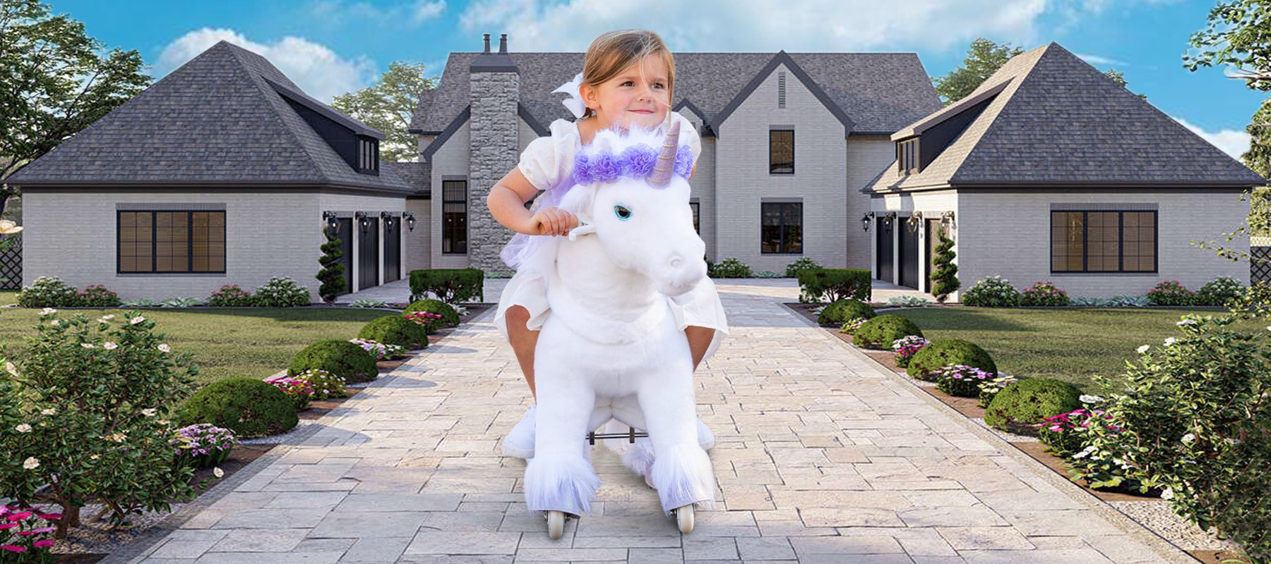 X-detial2 purple ride-on unicorn toy