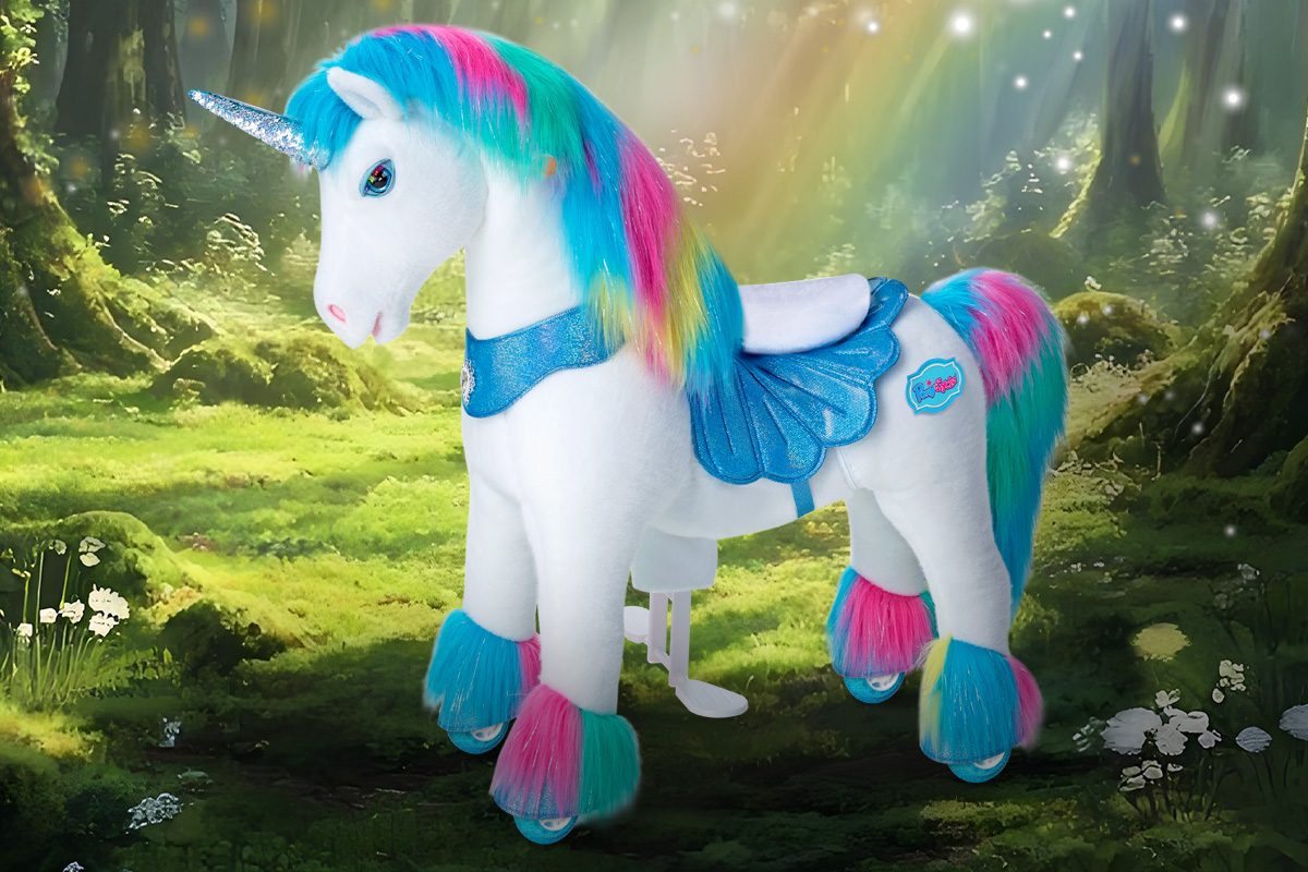 rianbow ride-on unicorn toy