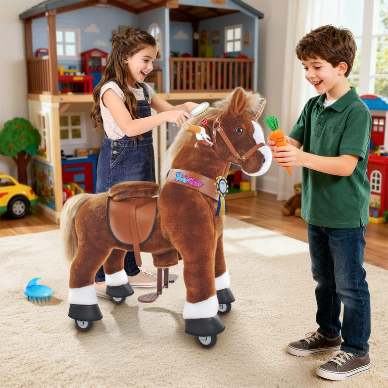 kids using feed and care set
