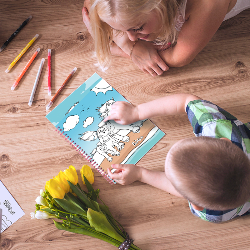 coloring book child and parent using coloring book