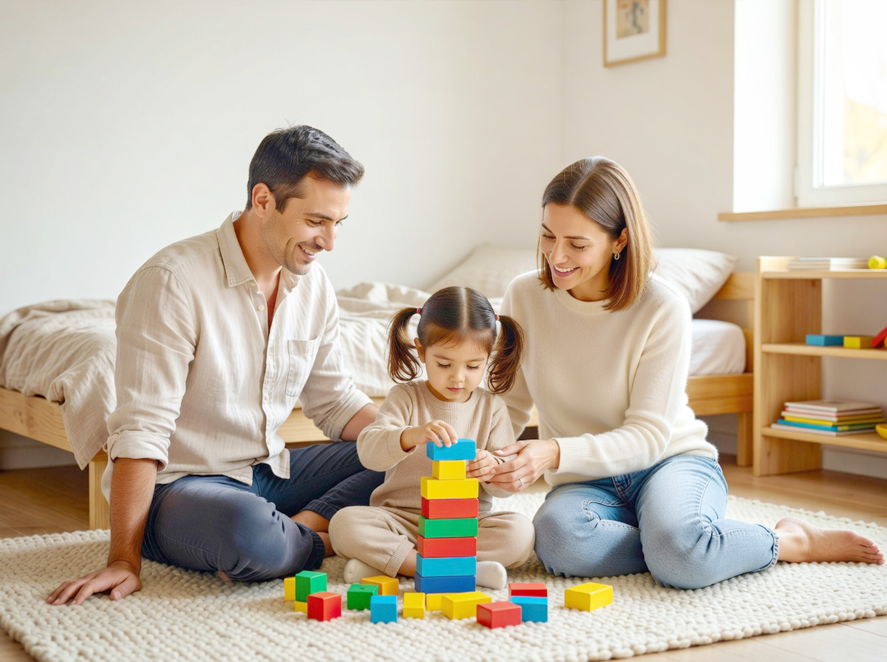 toddler building bricks