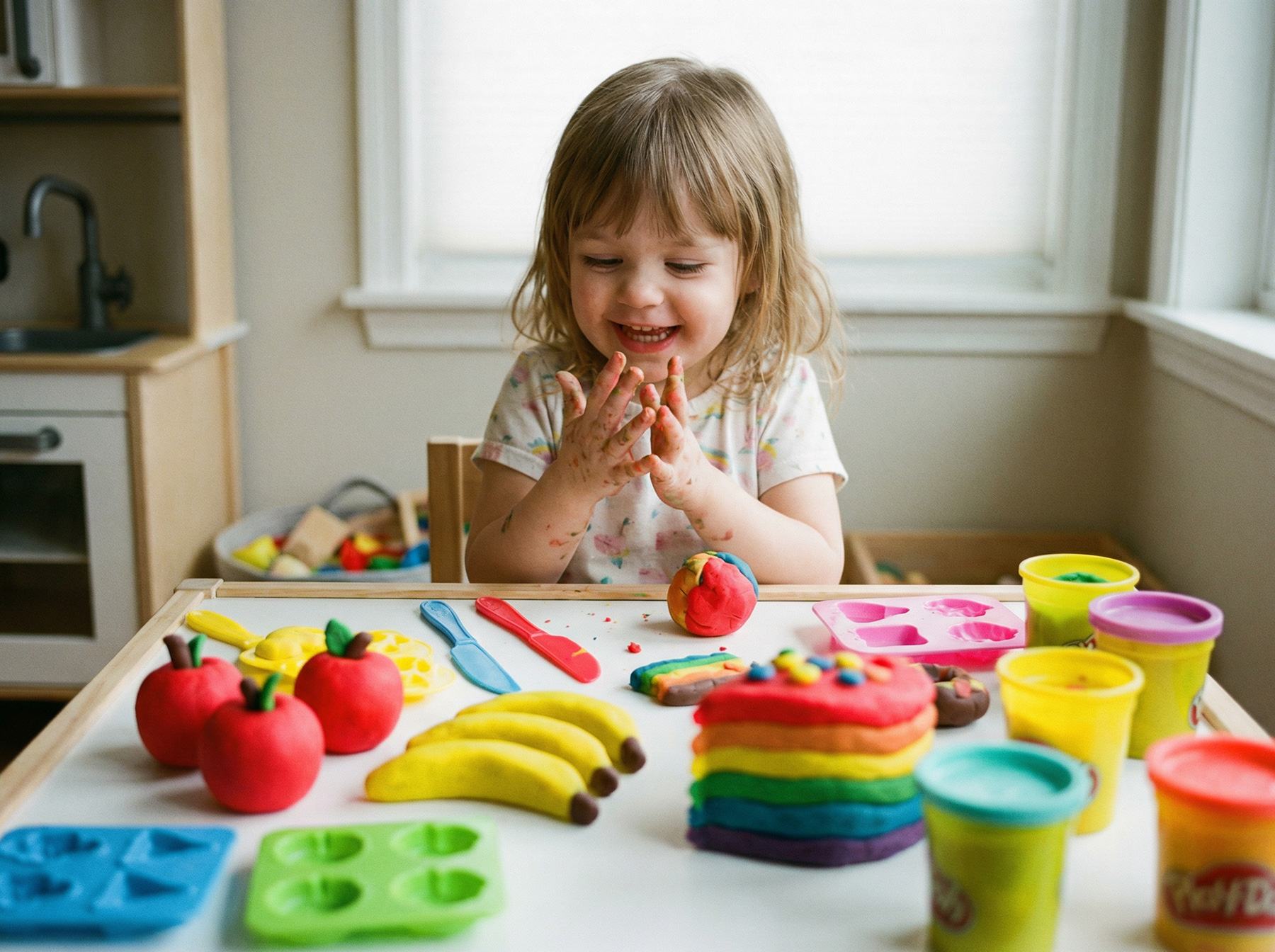 play dough food creations hands