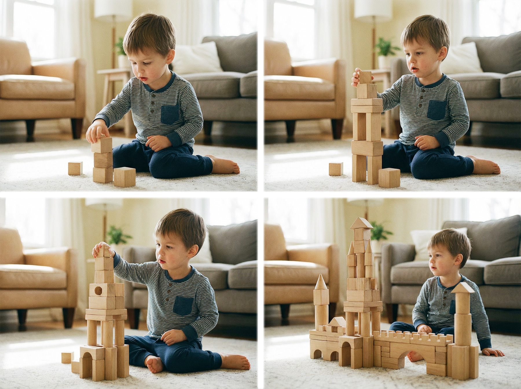 toddler building blocks from simple to complex