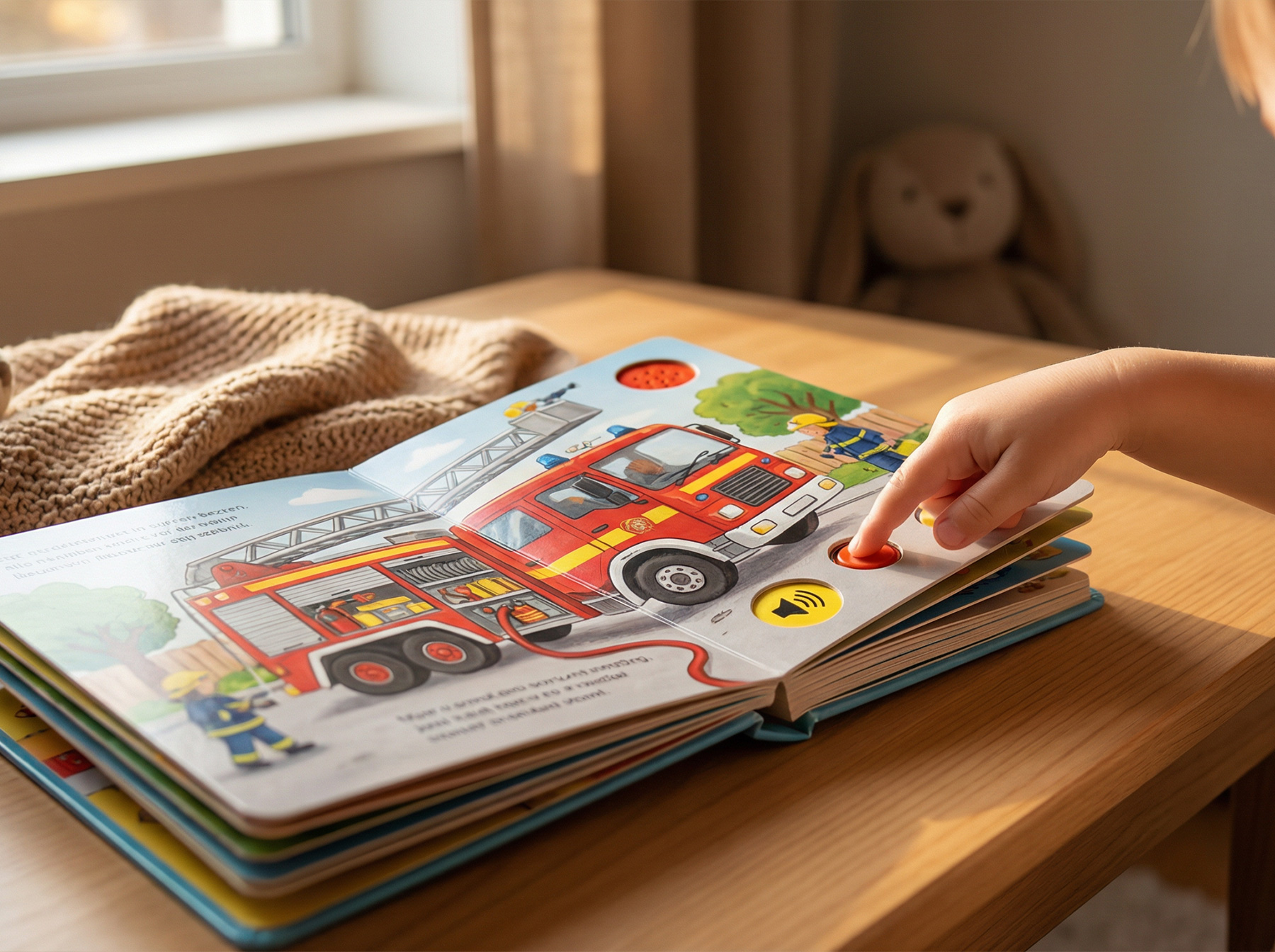 toddler boy interactive picture book with fire truck sound