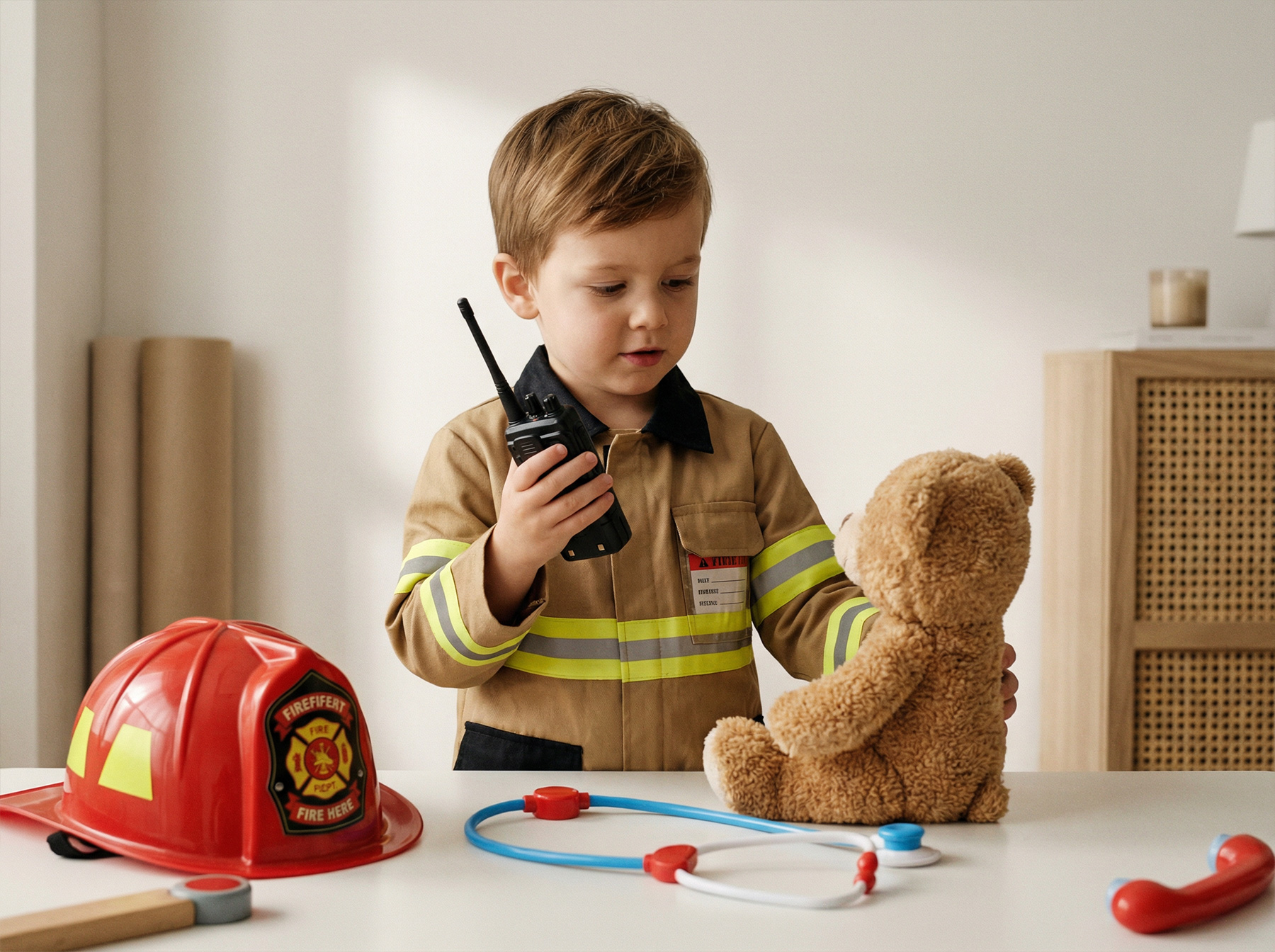 boy firefighter costume pretend play toy props