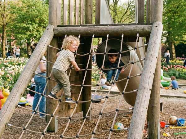 kids climbing playground structure