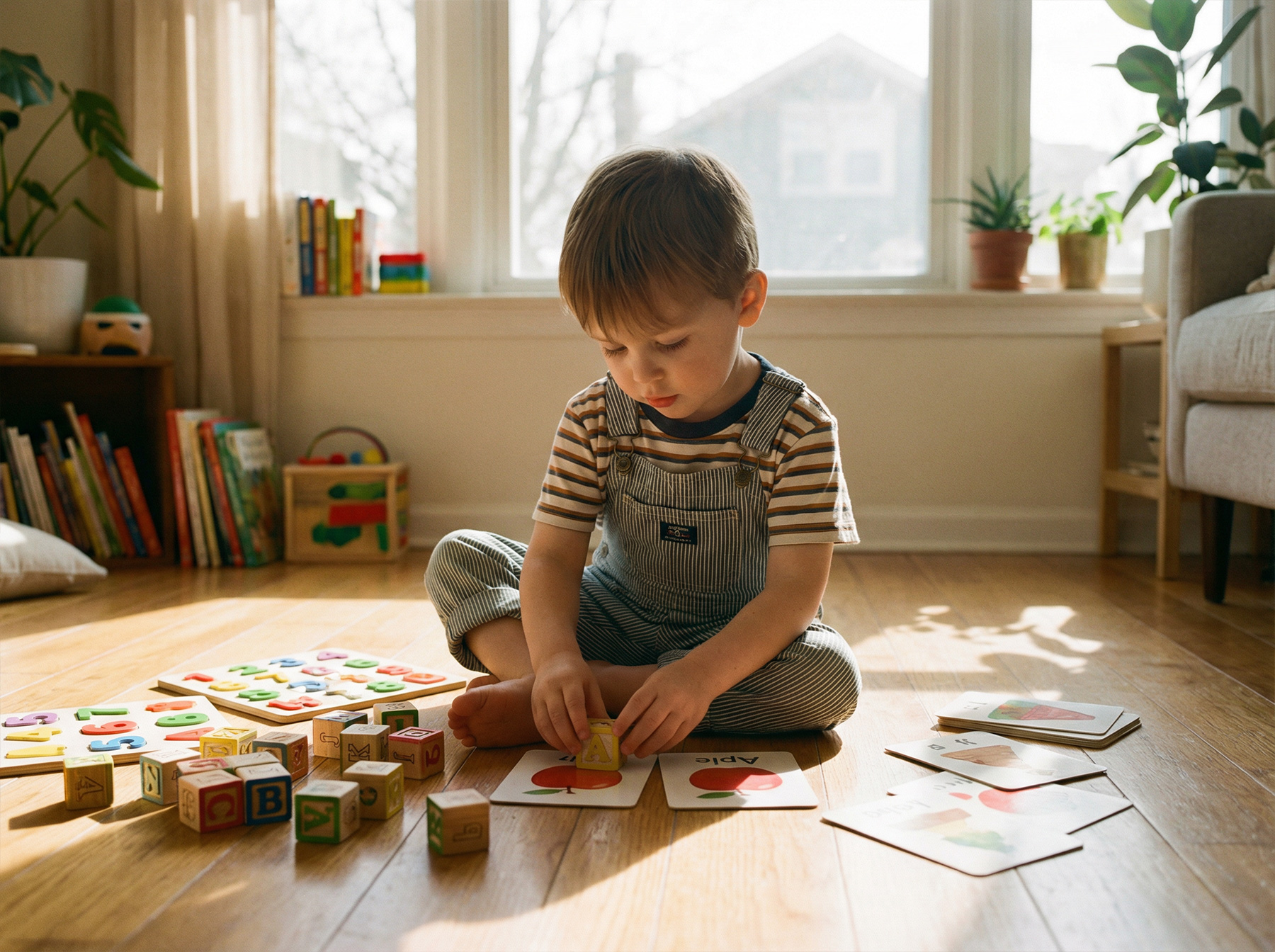 toddler matching alphabet blocks