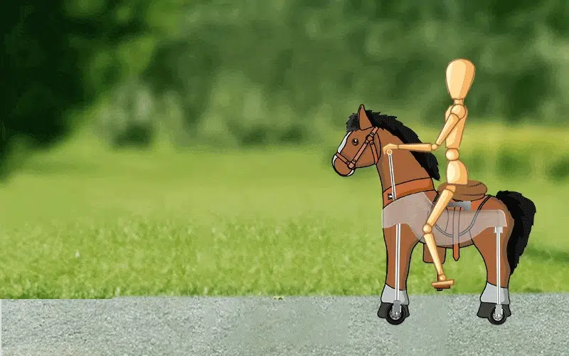 how to ride PonyCycle walking horse toy riding motion